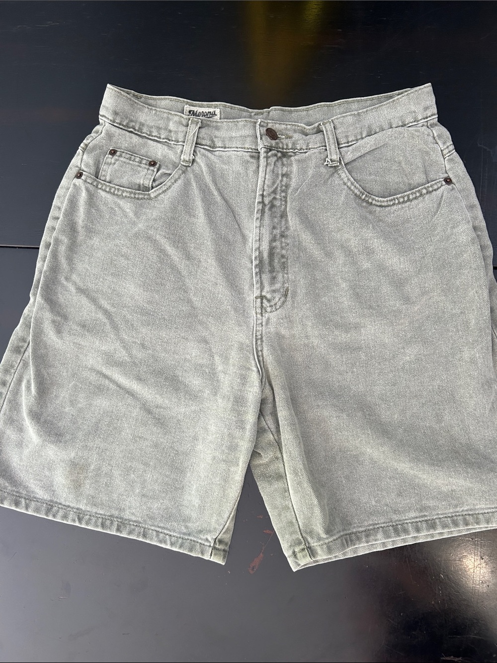 100 % soft cotton Washed Sage/grey Green casual stylish Denim trendy Y2K jorts